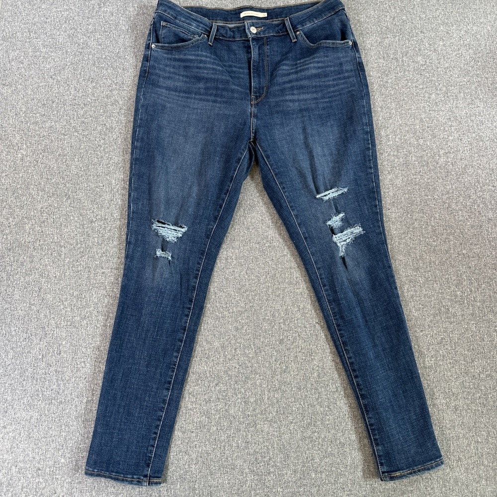 Levi's 721 High Rise Skinny Jeans Women's Dark Wash Distressed Size 34